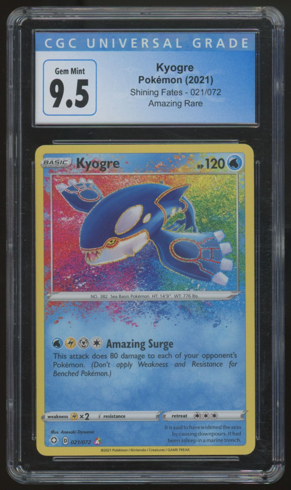 2021 Pokemon Kyogre Shining Fates Amazing Rares #021 CGC 9.5