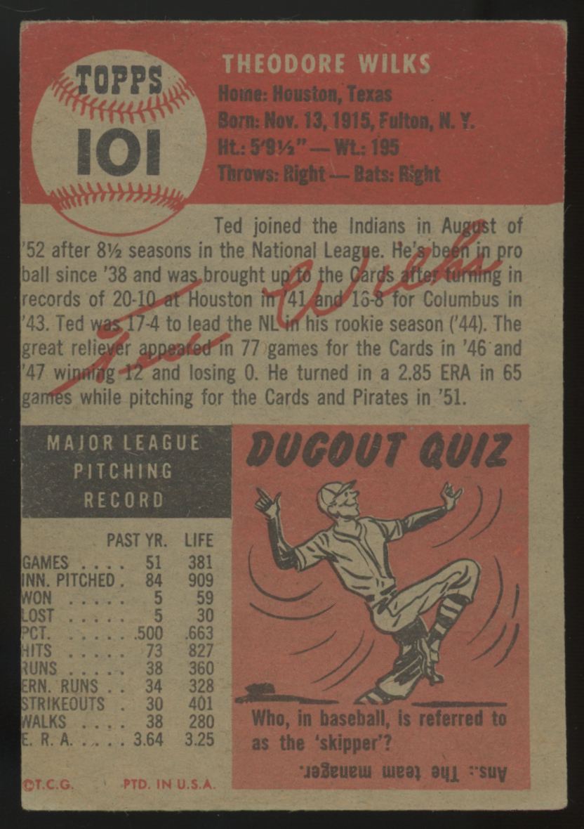 1953 Topps Ted Wilks #101 Good