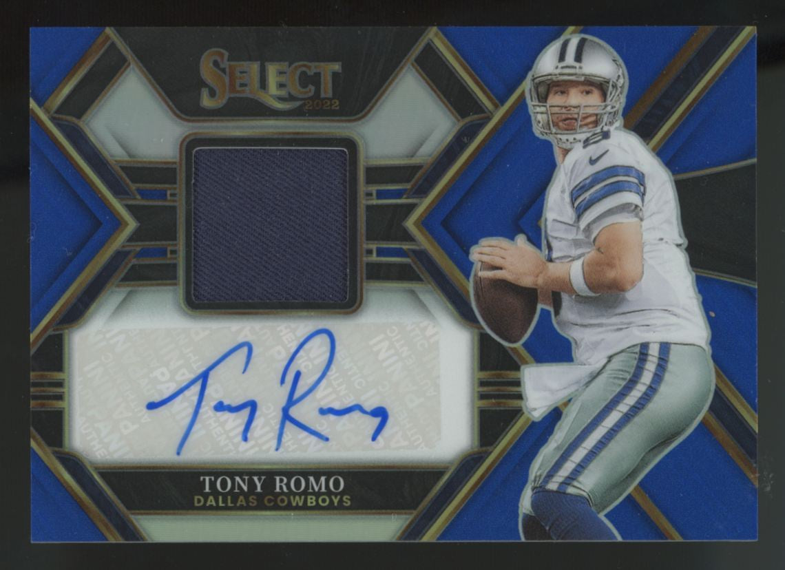 2022 Select Tony Romo Blue Prizm Patch Auto /75 #SMP-TR