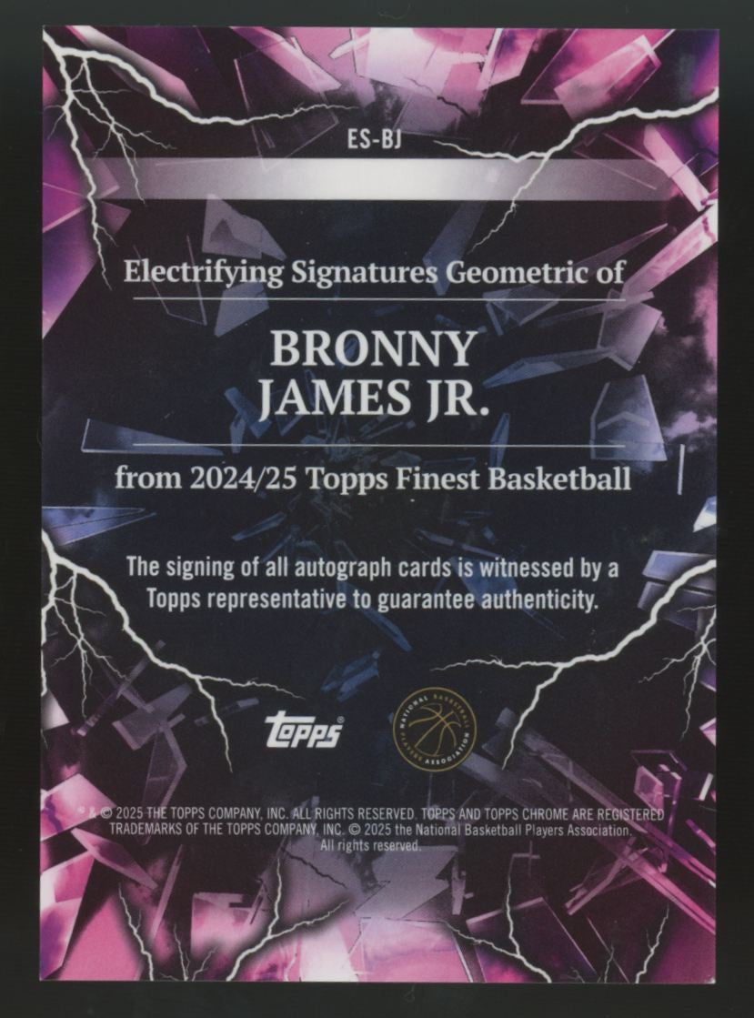 2024-25 Topps Finest Bronny James Jr. RC Electrifying Geometric Auto #ES-BJ