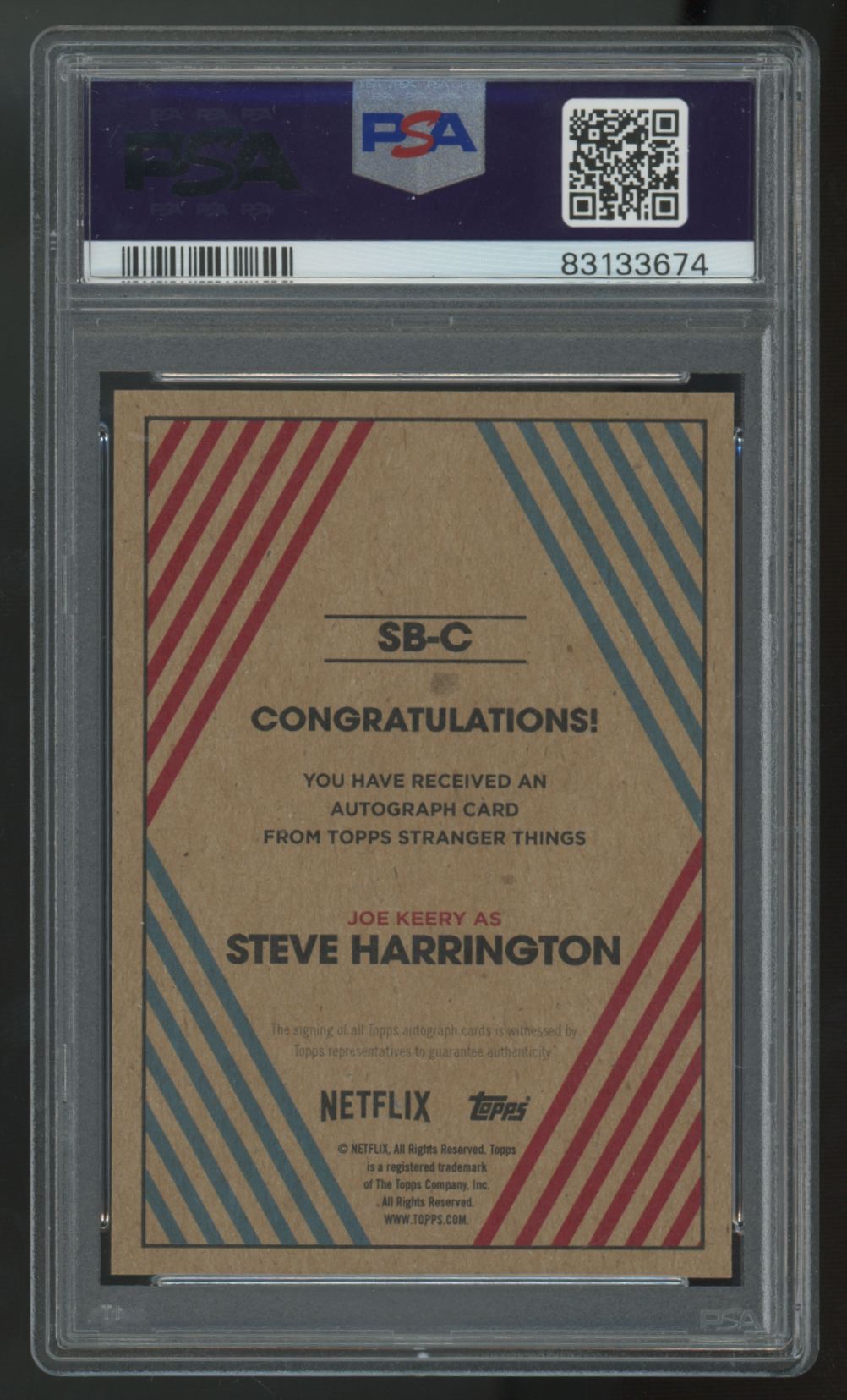 2020 Topps Stranger Things Steve Harrington / Joe Keery Red Auto /25 PSA 10 10