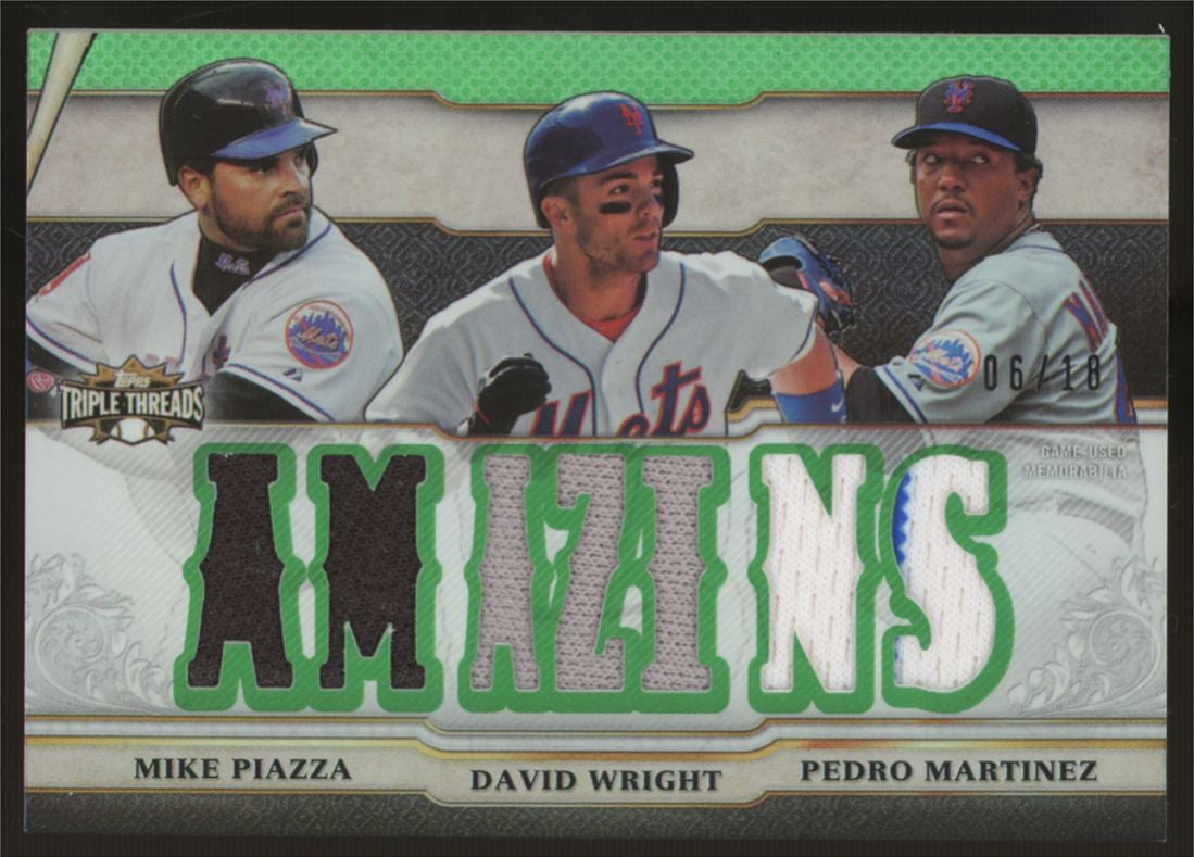 2014 Topps Triple Threads Mike Piazza Wright Martinez Triple Patch /18 TTRC-PWM