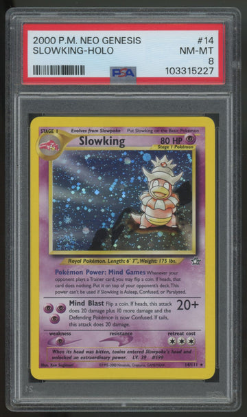 2000 Pokemon Slowking Neo Genesis Unlimited Holo #14 PSA 8
