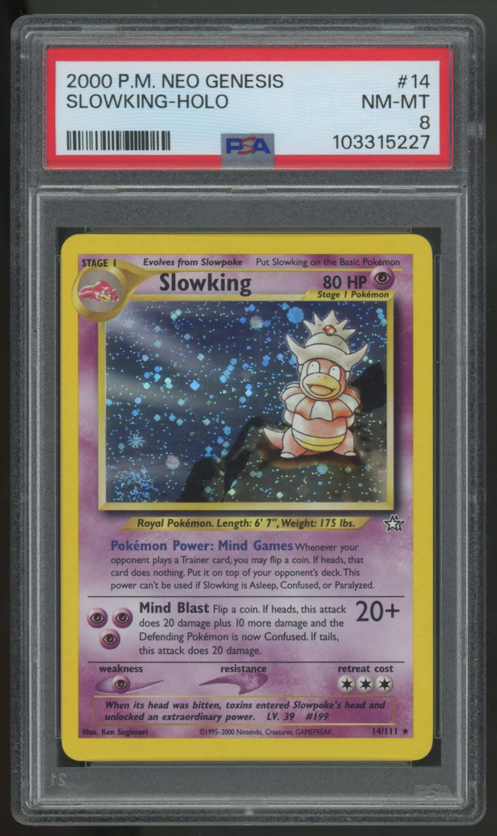 2000 Pokemon Slowking Neo Genesis Unlimited Holo #14 PSA 8
