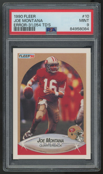 1990 Fleer Joe Montana TD's Error #10 PSA 9 *084