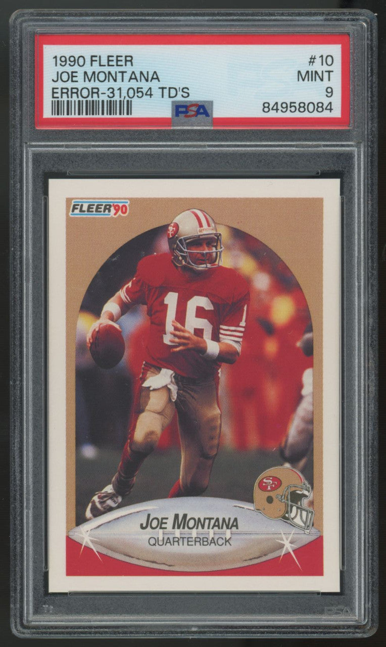1990 Fleer Joe Montana TD's Error #10 PSA 9 *084