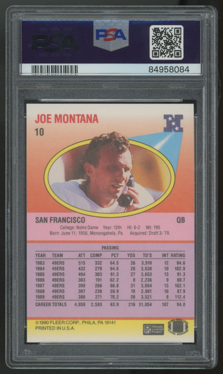 1990 Fleer Joe Montana TD's Error #10 PSA 9 *084