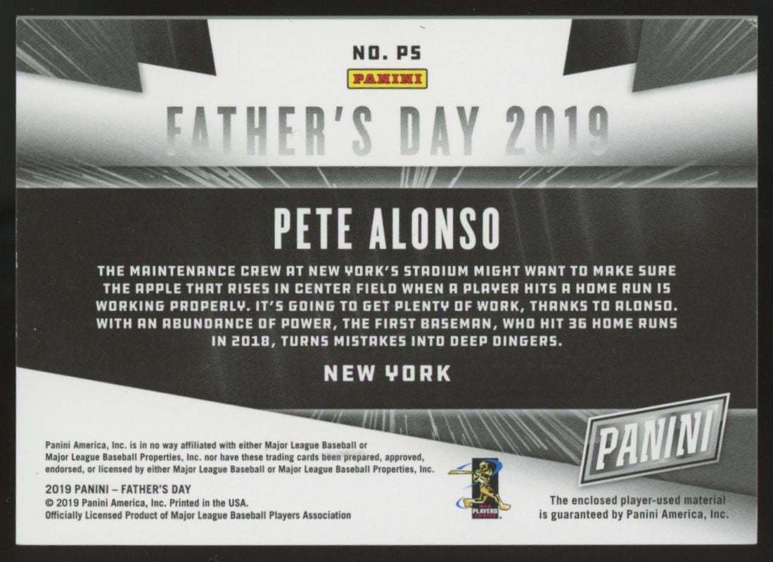 2019 Panini Father's Day Pete Alonso Spirit Of The Game Patch /99 #PS