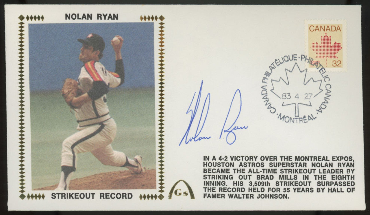 Nolan Ryan Signed Autographed Cachet Strikeout Record JSA