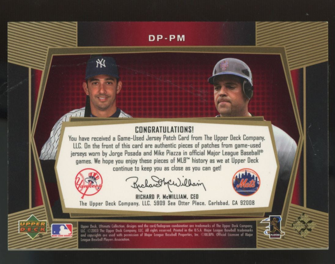 2003 Ultimate Collection Mike Piazza Jorge Posada Dual Patch Gold /35 #DP-PM