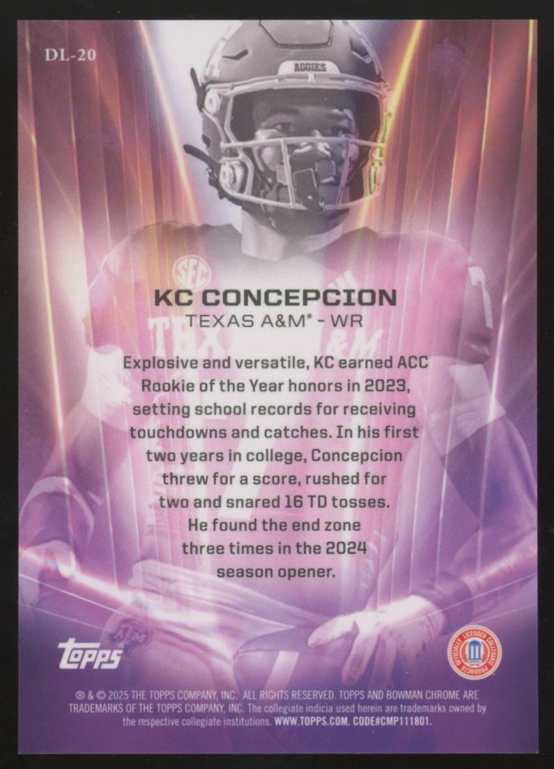 2025 Bowman Chrome University KC Concepcion Dean's List #DL-20