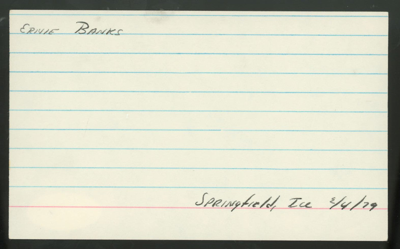 Ernie Banks Signed Autographed Index Card JSA AW71335