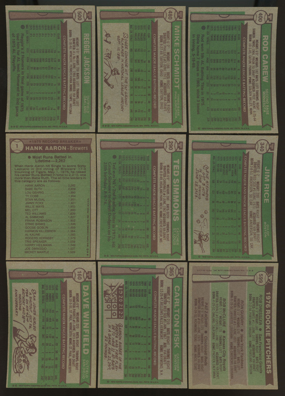 1976 Topps Baseball Complete Set (660) EX Eckersley RC