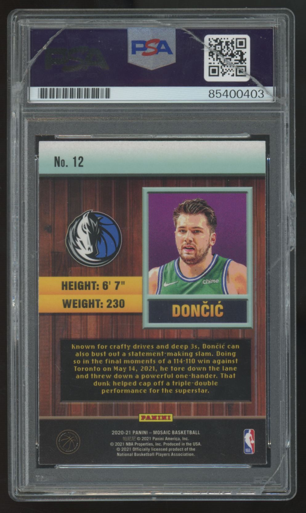 2020-21 Mosaic Luka Doncic Jam Masters Signed Auto PSA Authentic *Cracked Slab*