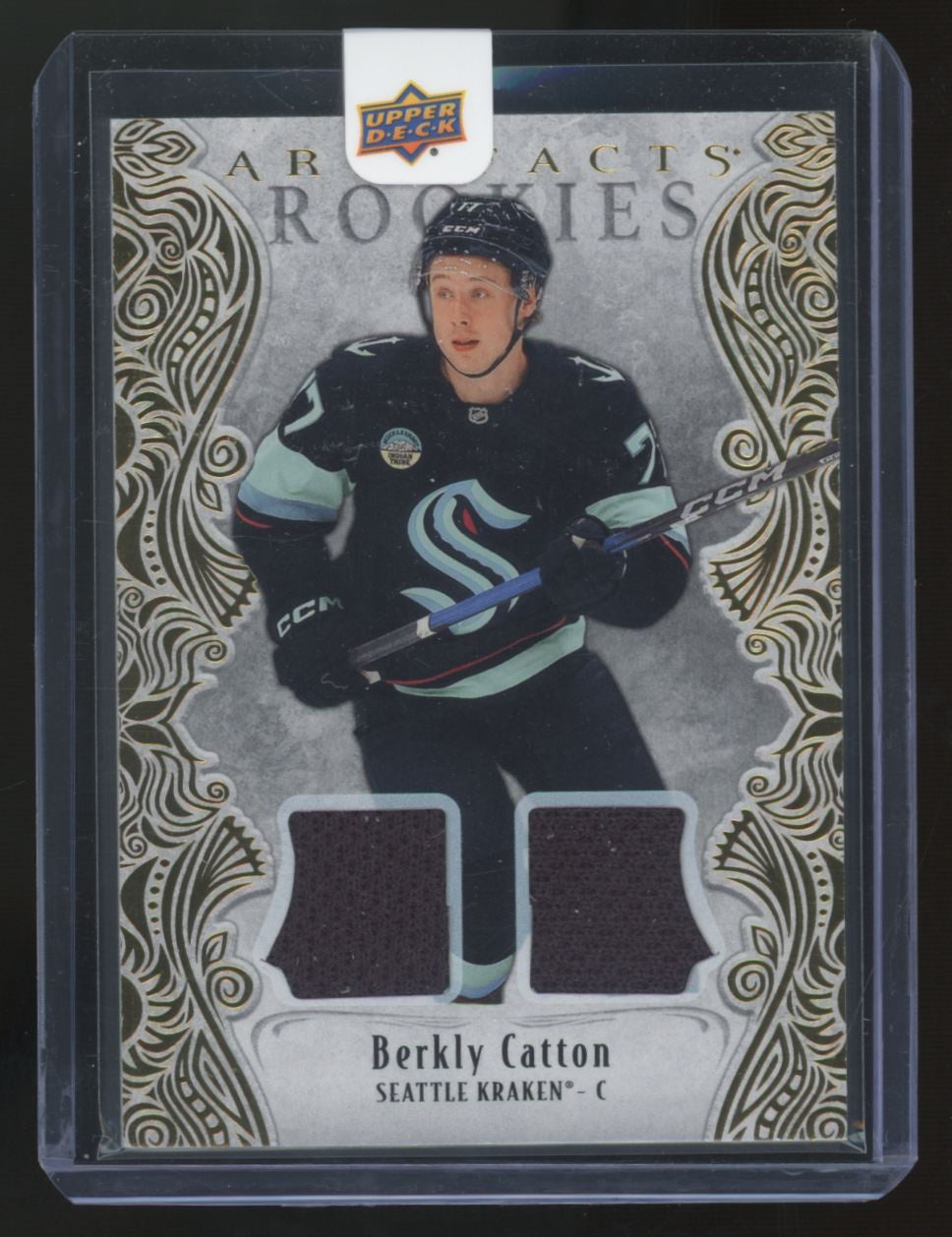 2025-26 UD Artifacts Berkly Catton RC Gold Material Dual Patch /399 #VI