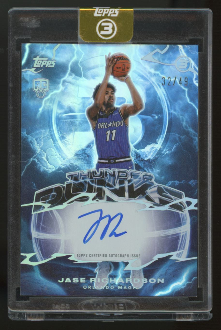 2025-26 Topps Three Jase Richardson RC Thunderdunk Blue Auto /49 #TD-JR