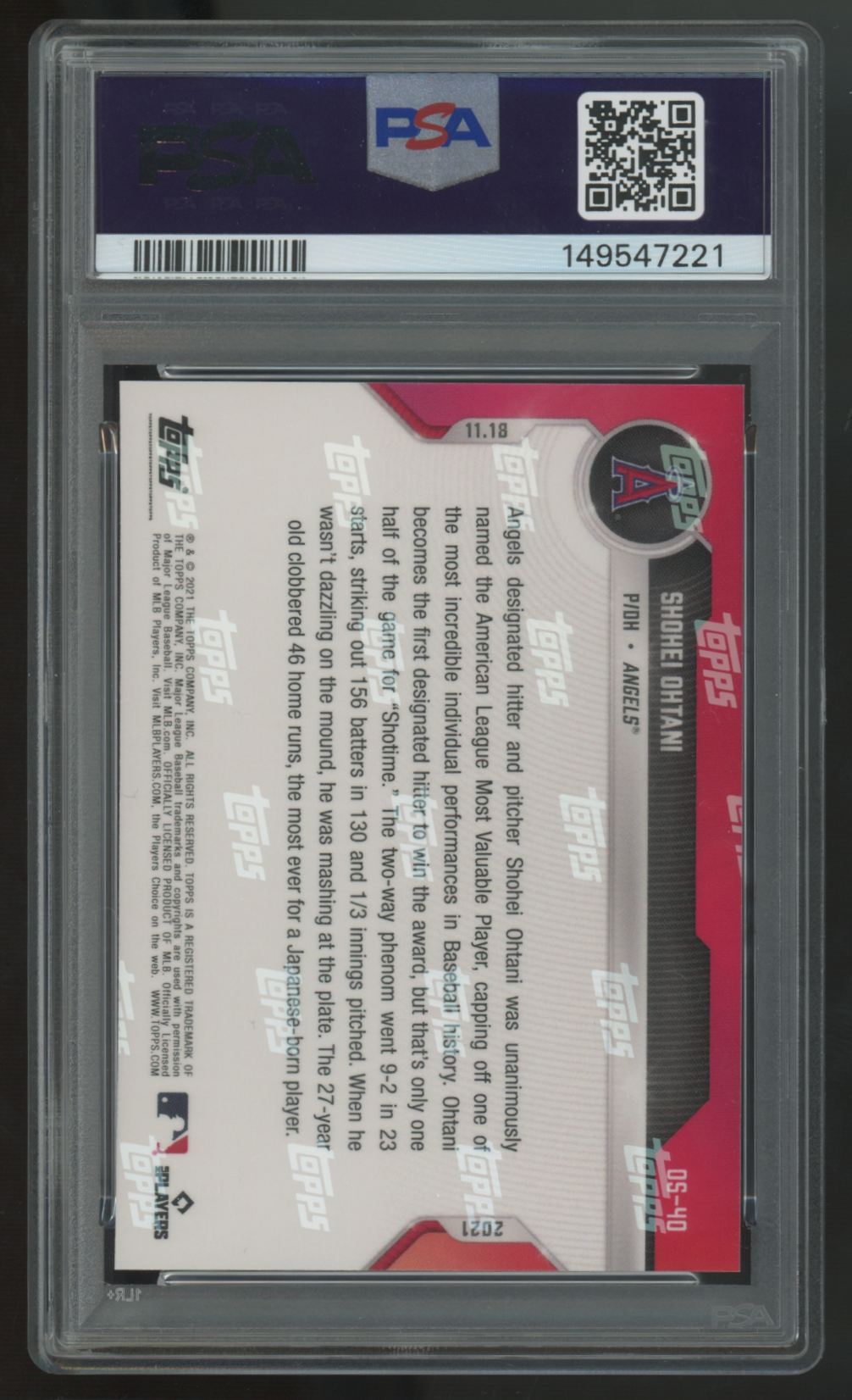 2021 Topps Now Shohei Ohtani Off-Season #OS-40 PSA 10 *221