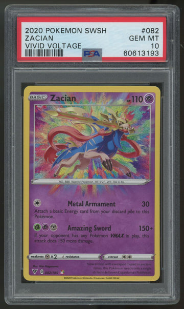 2020 Pokemon Zacian Vivid Voltage Amazing Rare #082 PSA 10