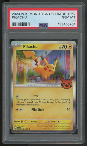 2023 Pokemon Pikachu Trick or Trade Holo #062 PSA 10