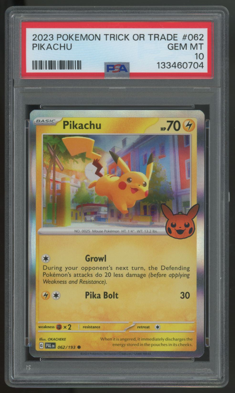 2023 Pokemon Pikachu Trick or Trade Holo #062 PSA 10