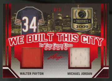 2019 Leaf Walter Payton, Michael Jordan We Built This City Dual Patch Red /3