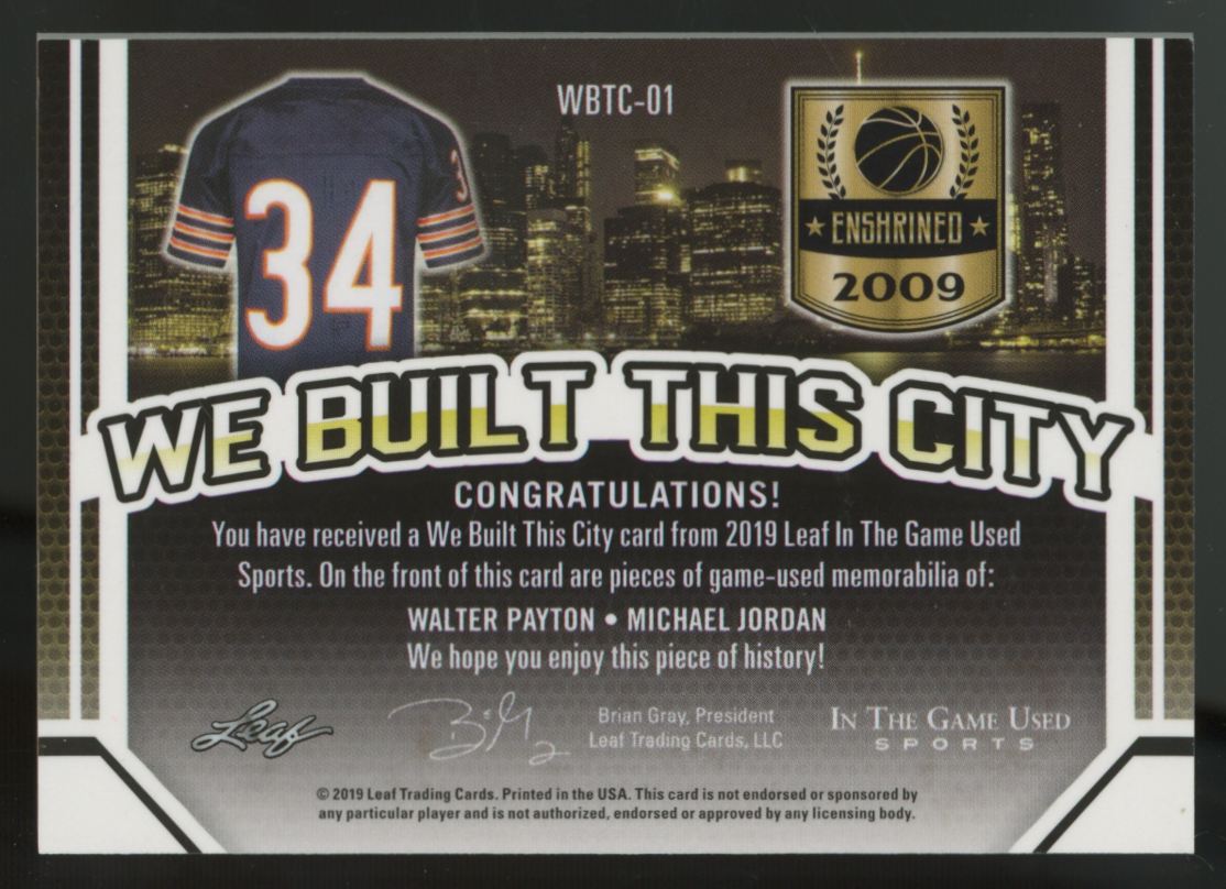 2019 Leaf Walter Payton, Michael Jordan We Built This City Dual Patch Red /3