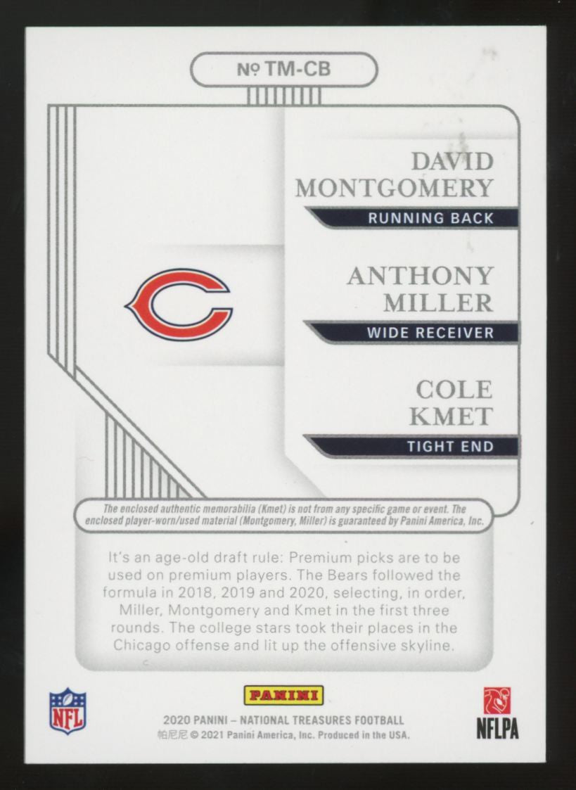 2020 National Treasures Montgomery/Miller/Kmet Prime Gear Triple Patch /25