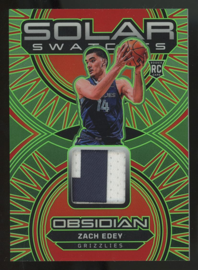 2024-25 Obsidian Zach Edey RC Electric Etch Jade Flood Solar Swatches Patch /25