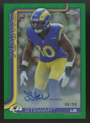2025 Topps Chrome Josaiah Stewart RC Green Refractor Auto /99 #RRA-JST