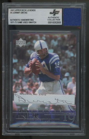 2001 UD Legends Johnny Unitas Cut Handwriting & Patch Jersey Fusion Authentic