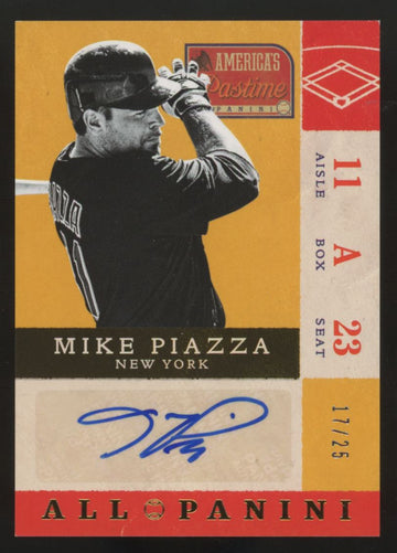 2013 America's Pastime Mike Piazza All Panini Gold Auto /25 #AP-MP