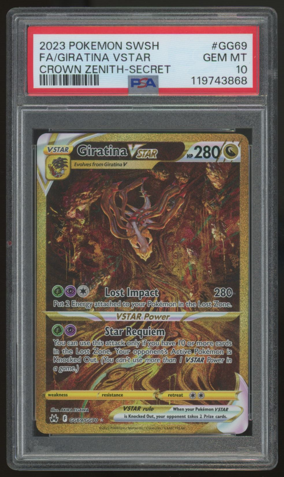 2023 Pokemon Giratina VSTAR Crown Zenith Secret Full Art #GG69 PSA 10 (C)