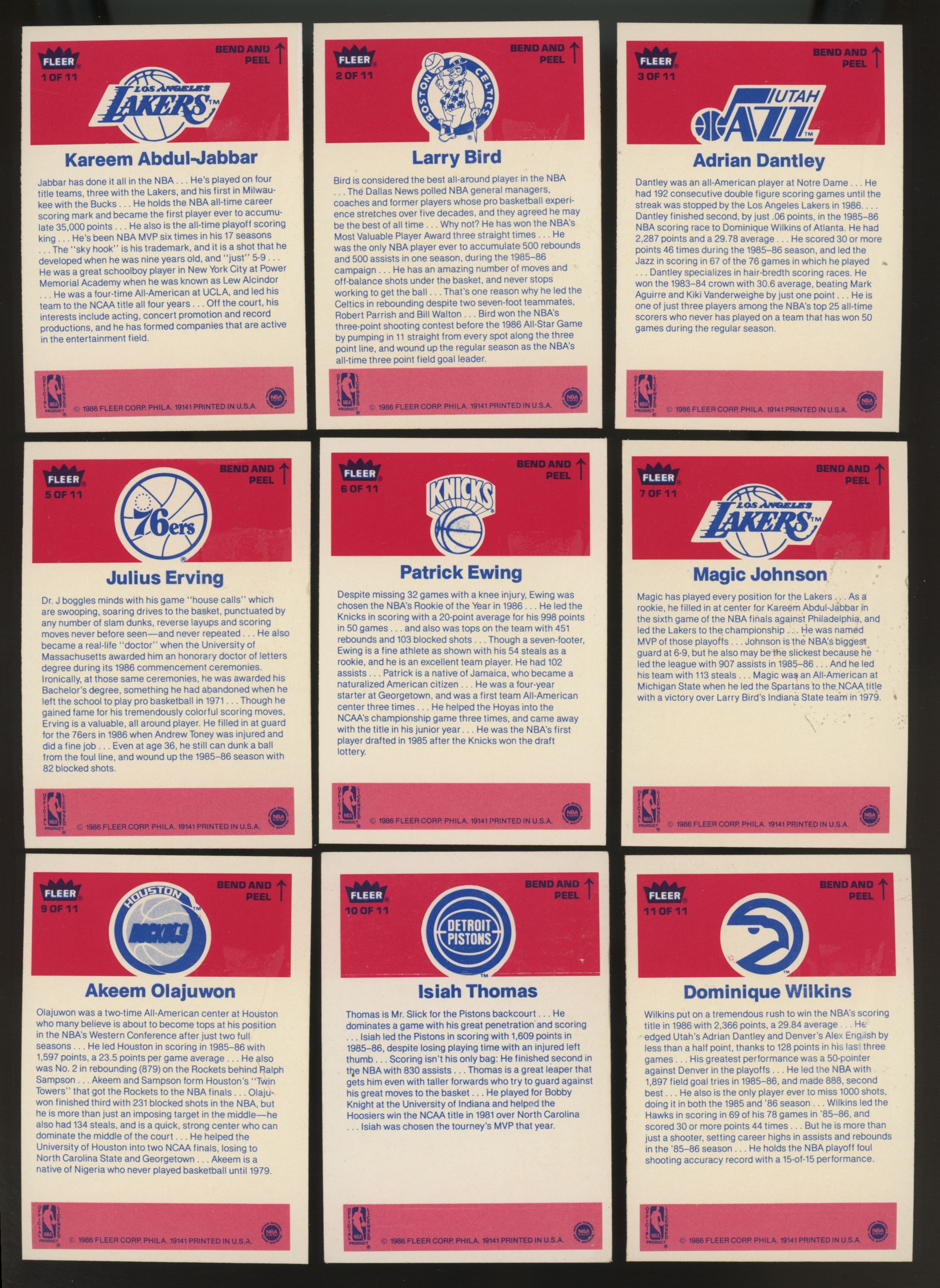 1986/87 Fleer Basketball Near Complete Set w/ Stickers Missing 2 Jordans NM/MT