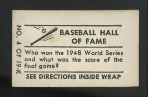 1948 Topps Magic Cleveland Indians Baseball Hall Of Fame #4 G/VG