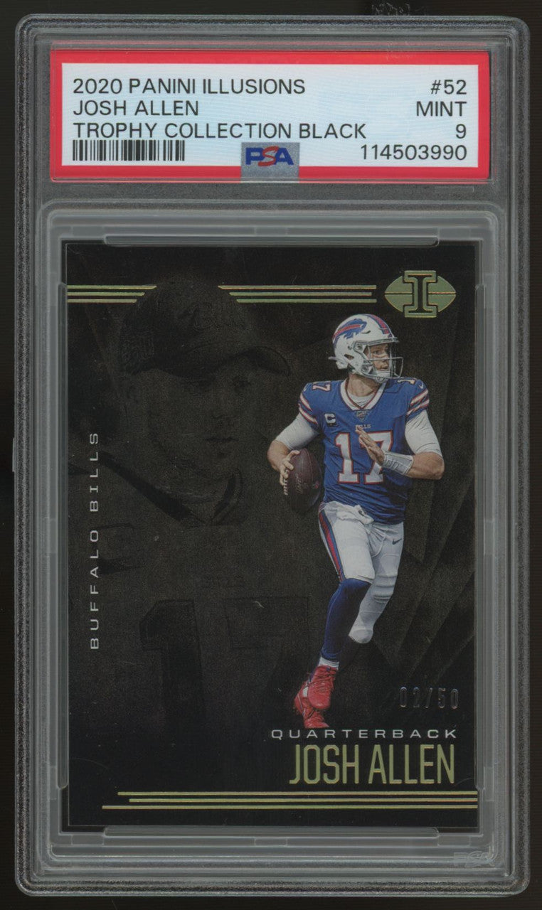 2020 Illusions Josh Allen Trophy Collection Black /50 #52 PSA 9