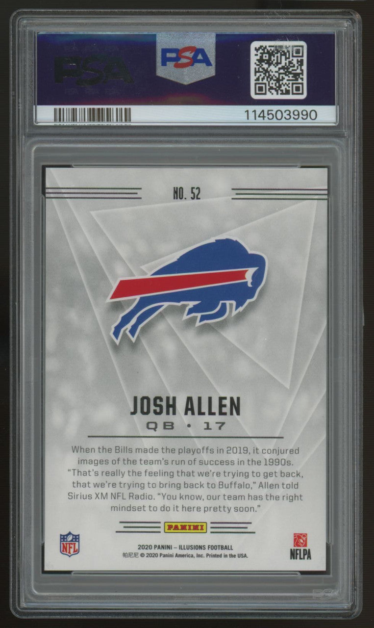 2020 Illusions Josh Allen Trophy Collection Black /50 #52 PSA 9