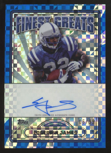 2024 Topps Finest Edgerrin James Finest Greats Blue Checkerboard Auto /99 #FG-EJ