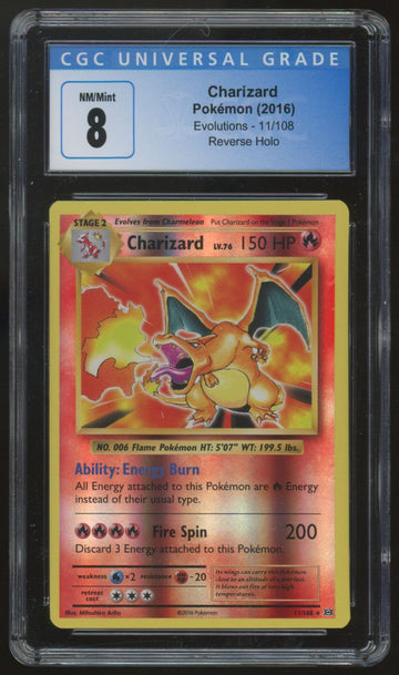 2016 Pokemon Charizard Evolutions Reverse Holo #11 CGC 8