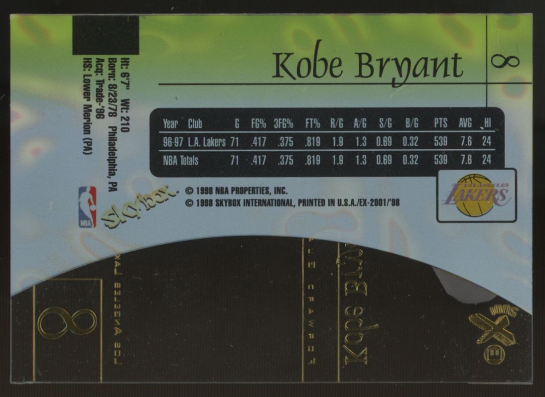 1997-98 Skybox EX2001 Kobe Bryant #8