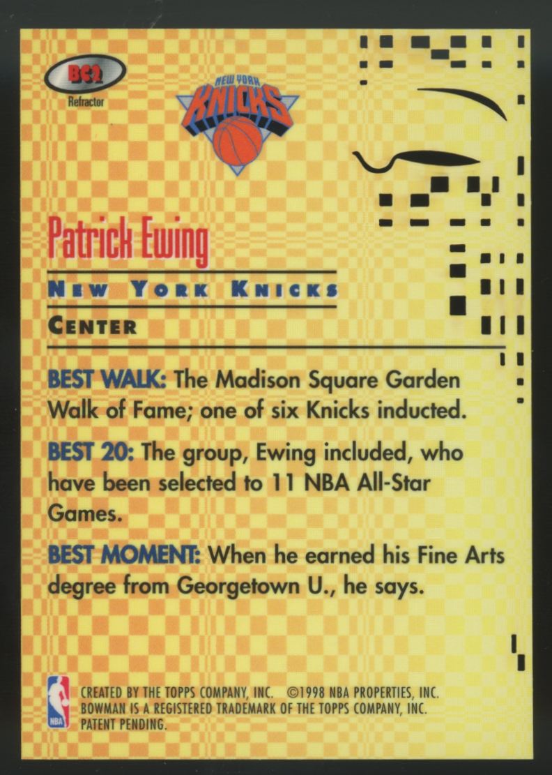 1998-99 Bowman's Best Patrick Ewing Best Cuts Refractor #BC2