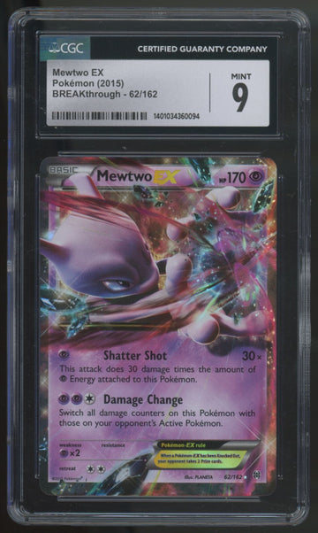 2015 Pokemon Mewtwo EX BREAKthrough Holo #62 CGC 9 (B)