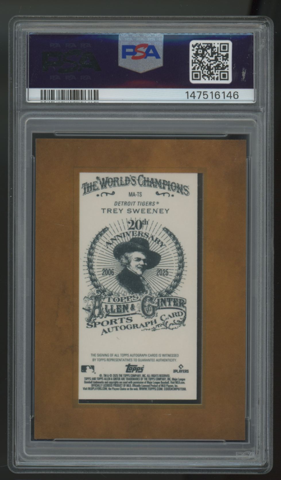 2025 Topps Allen & Ginter Trey Sweeney Mini Auto #MA-TS PSA 10 10