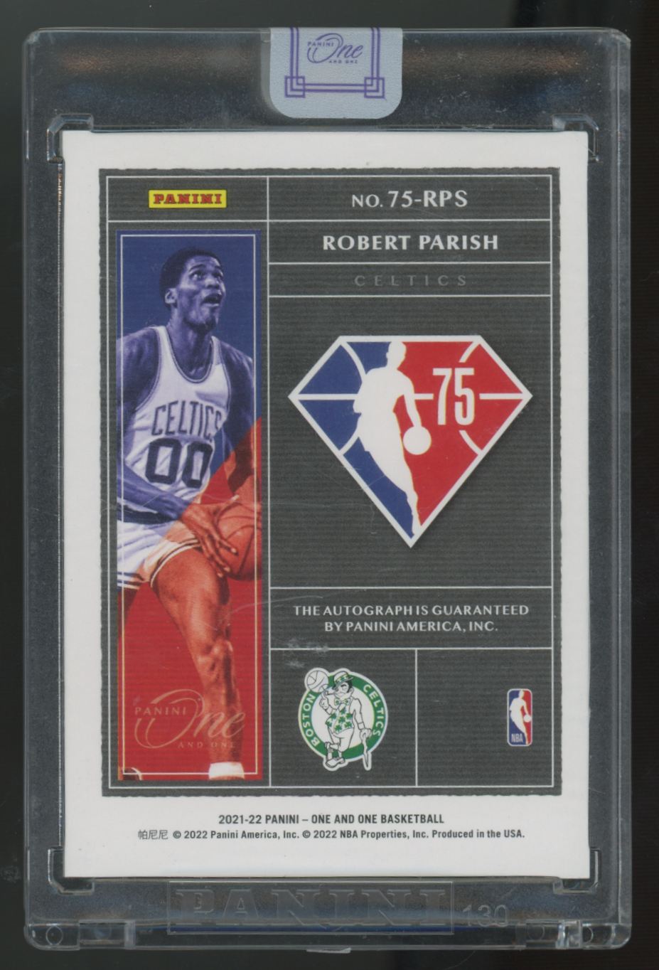 2021-22 Panini One & One Robert Parish 75th Team Auto #75-RPS
