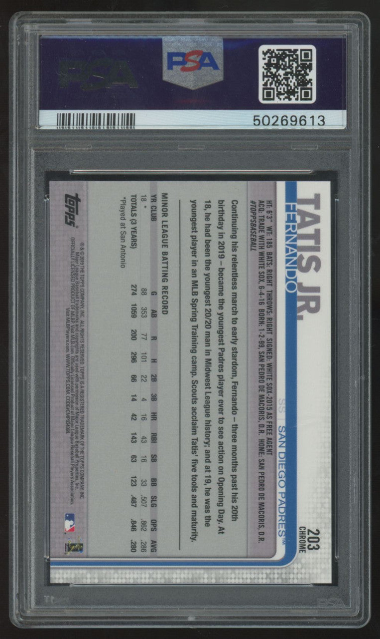 2019 Topps Chrome Fernando Tatis Jr. RC #203 PSA 10