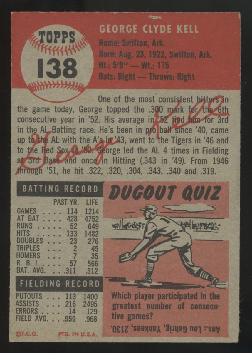 1953 Topps George Kell #138 VG