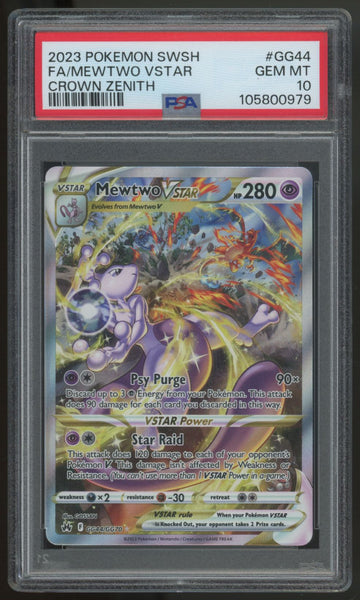 2023 Pokemon Mewtwo VSTAR Crown Zenith Full Art #GG44 PSA 10 (B)
