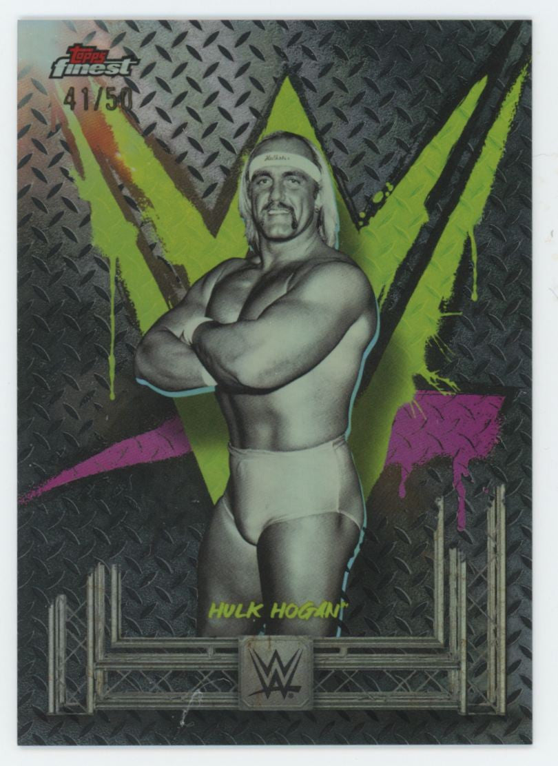 2025 Topps Finest WWE Hulk Hogan Common Black Refractor /50 #85