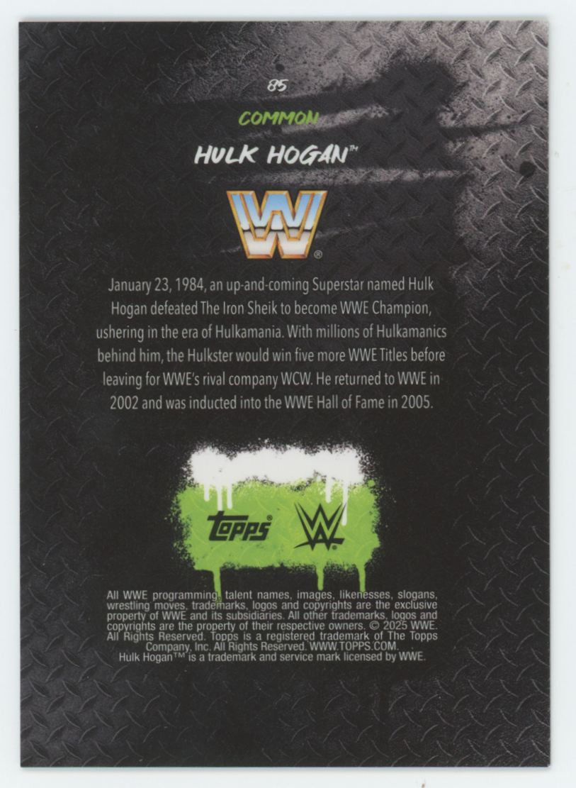 2025 Topps Finest WWE Hulk Hogan Common Black Refractor /50 #85