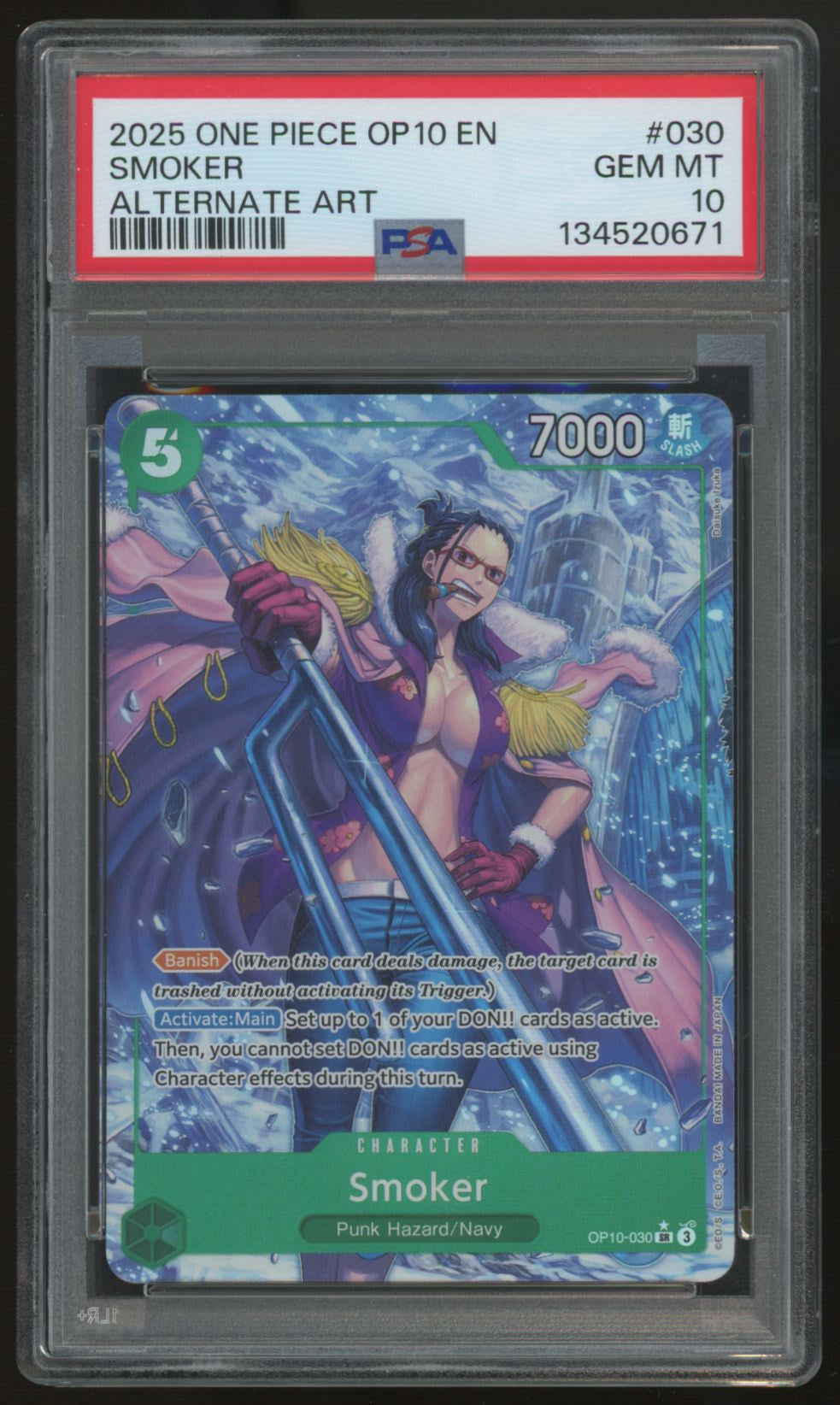 2025 One Piece Smoker OP10 Alternate Art #030 PSA 10