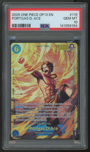 2025 One Piece Portgas D. Ace OP13 Secret #119 PSA 10